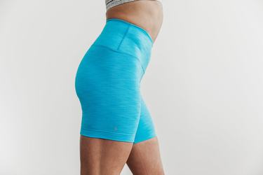 Nobull High-Rise 6" Neon Ribbed Women's Shorts Blue | Australia (IY4786)
